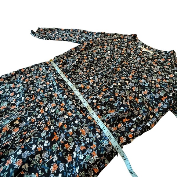 Veronica Beard Silk Floral Ruched Mini Dress Orange Blue 100% Silk S172-WFP2335 - Picture 6 of 16